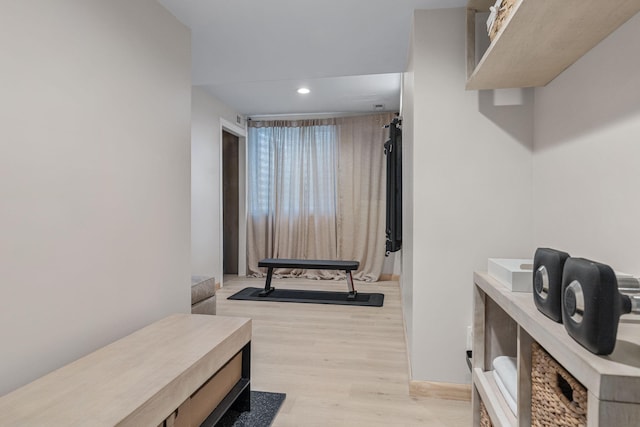 bathroom featuring wood-type flooring