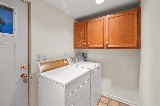 14402 90th Ave, Mecosta, MI 49332 - washroom with separate washer and dryer, cabinet space, and baseboards