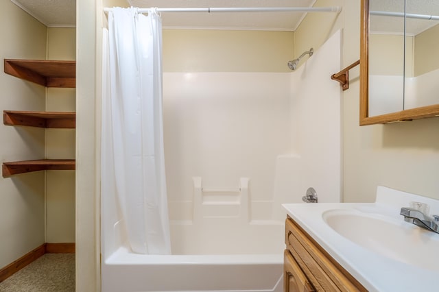 bathroom featuring vanity and shower / bath combo