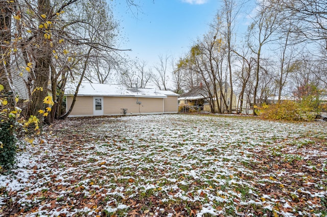 view of snow covered property