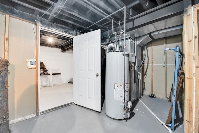 basement with gas water heater