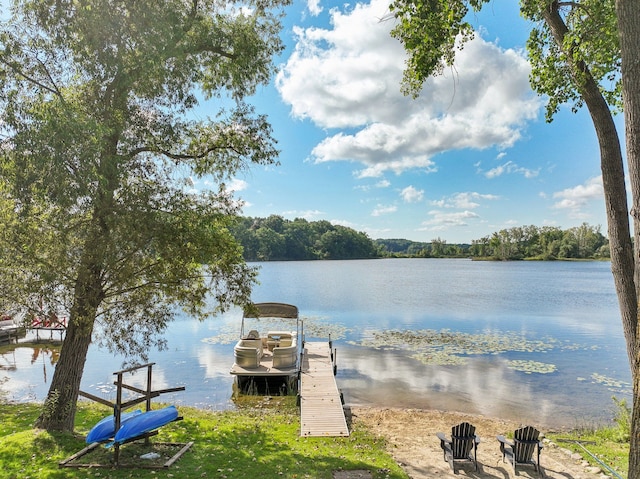 view of dock featuring a water view