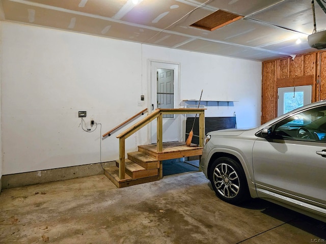 garage with a garage door opener