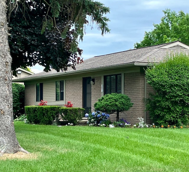 ranch-style house with a front lawn