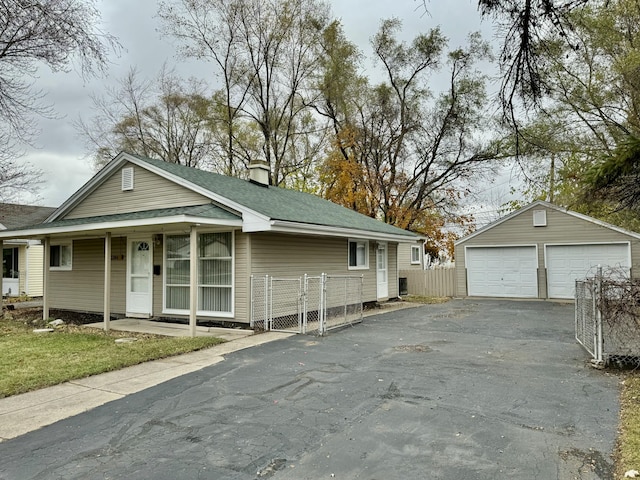 view of front of property featuring an outbuilding and a garage