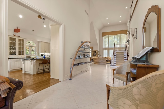 interior space with light wood-type flooring and a wealth of natural light