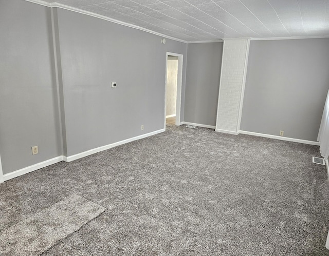 carpeted empty room with ornamental molding