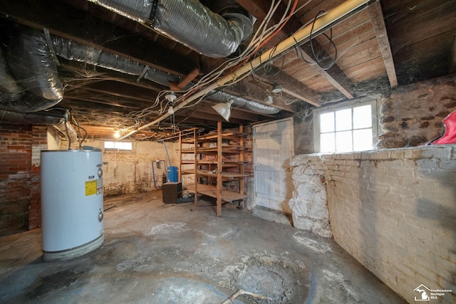 basement featuring water heater