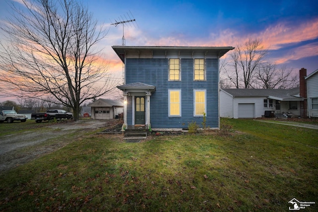 view of front of home featuring a yard