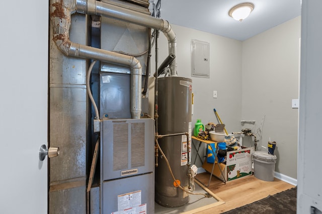 utilities featuring gas water heater and electric panel