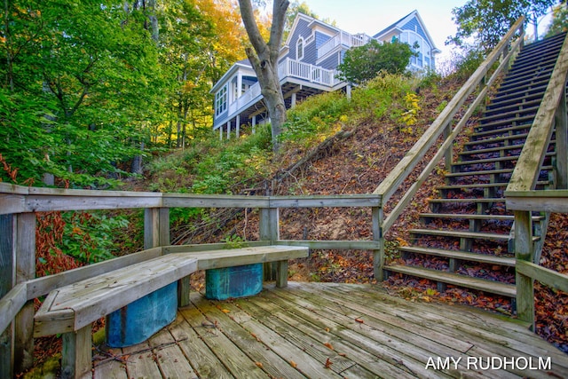 1749 Sunset Point Dr, Norton Shores, MI 49441 - wooden terrace featuring stairway