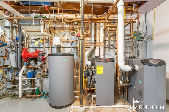 1749 Sunset Point Dr, Norton Shores, MI 49441 - utility room with gas water heater and a heating unit