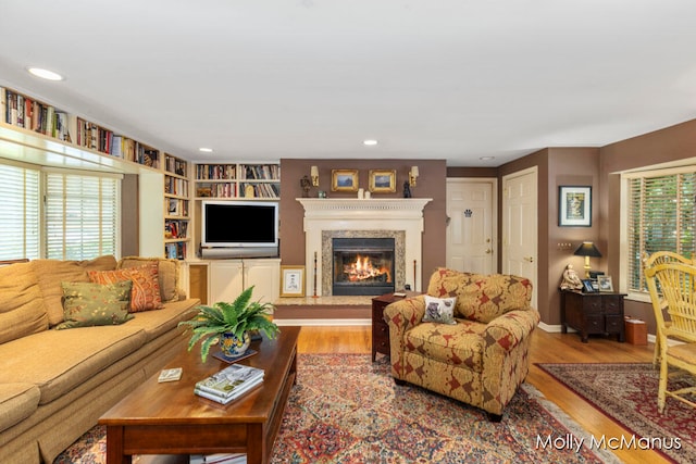 living room with light wood-type flooring