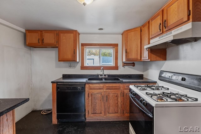 kitchen featuring dishwasher, gas range gas stove, and sink