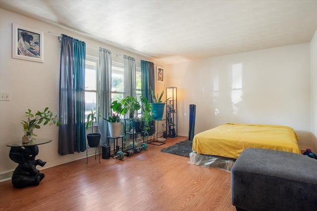 bedroom with hardwood / wood-style floors