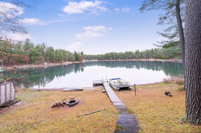 view of dock featuring a water view