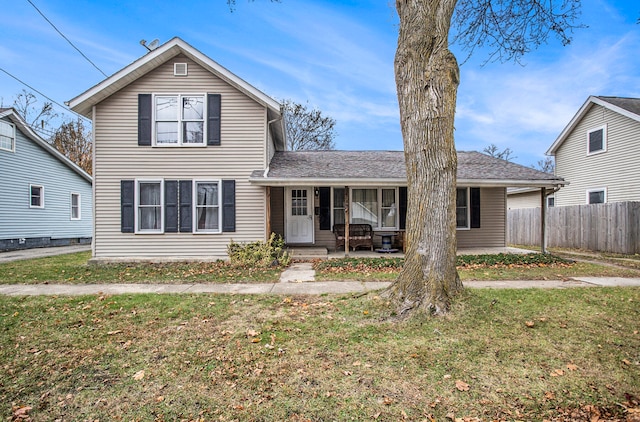 view of front property with a front lawn