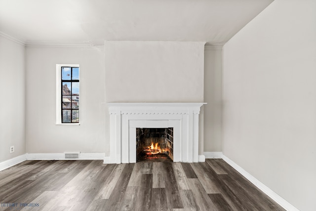 unfurnished living room with dark hardwood / wood-style floors