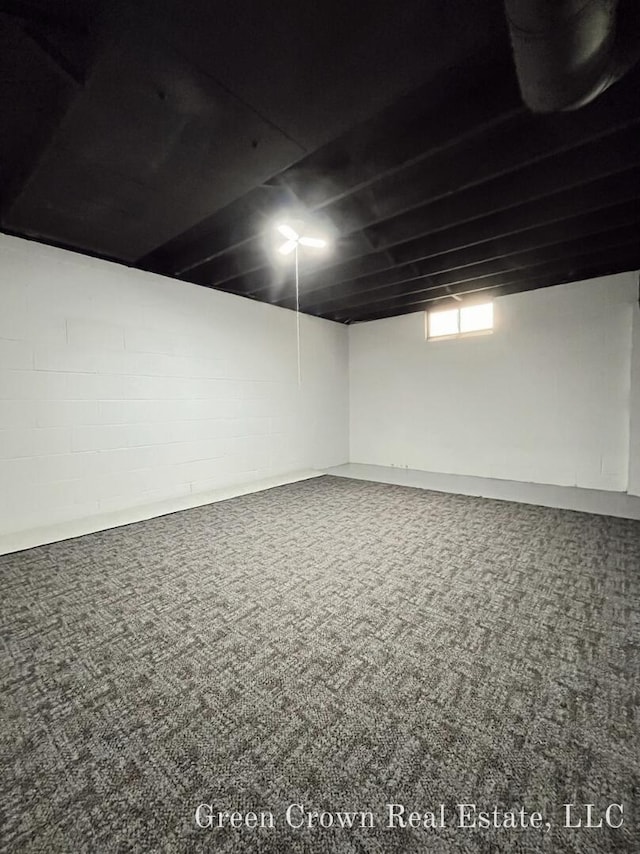 basement featuring carpet floors