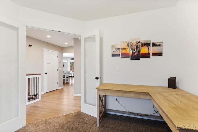 home office featuring hardwood / wood-style floors