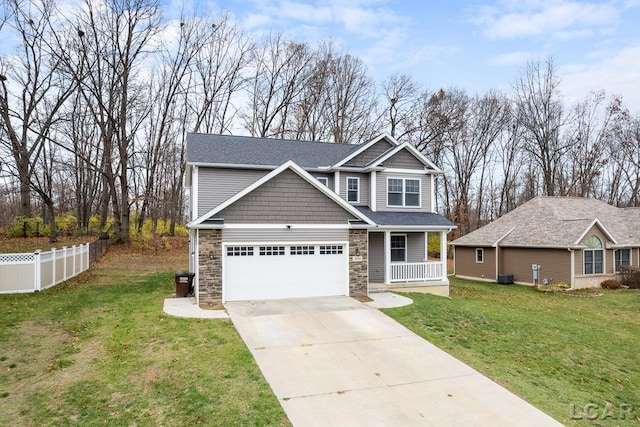 view of front of house featuring a porch and a front yard