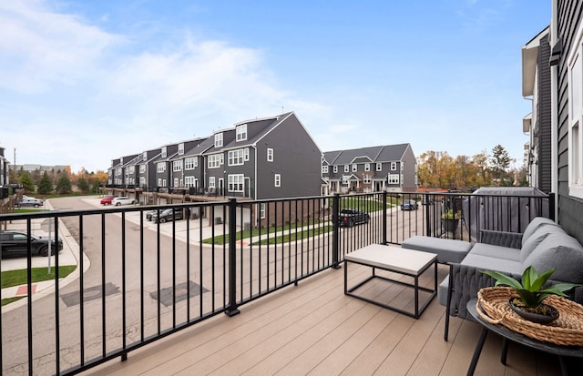 wooden deck with outdoor lounge area