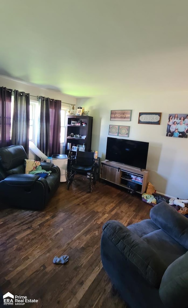 living room with hardwood / wood-style floors