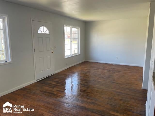 entrance foyer featuring dark hardwood / wood-style floors