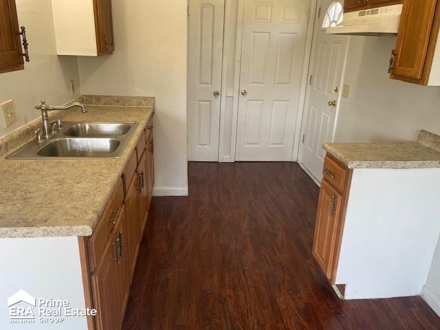 kitchen featuring sink and dark wood-type flooring