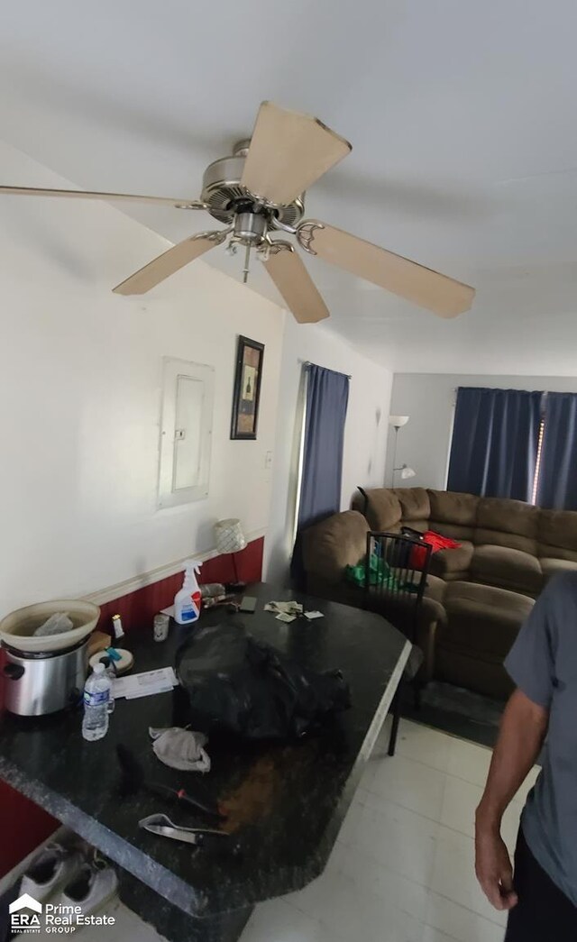 3412 Comstock Ave, Flint, MI 48504 - dining area with electric panel and ceiling fan