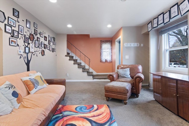 living room featuring carpet flooring