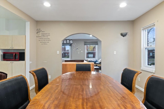 dining area with carpet floors