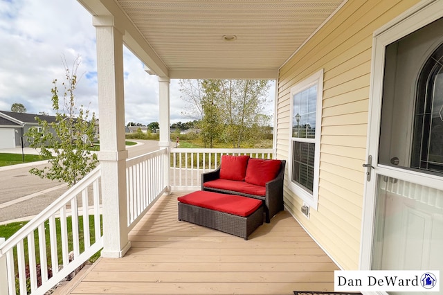 wooden deck with covered porch