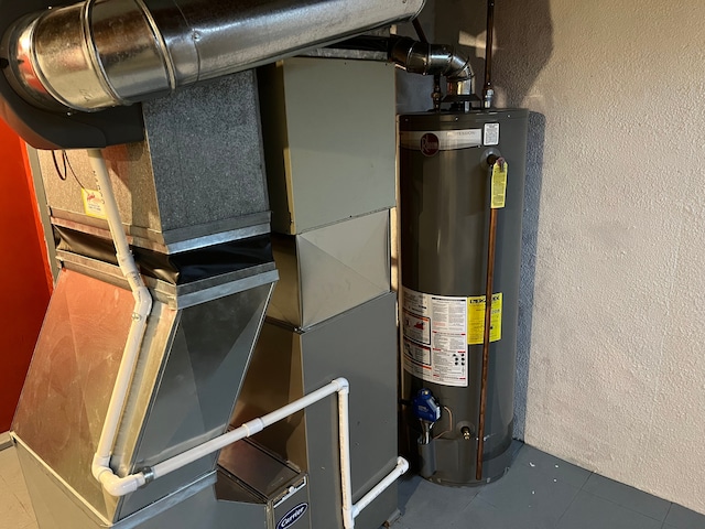 utility room with water heater