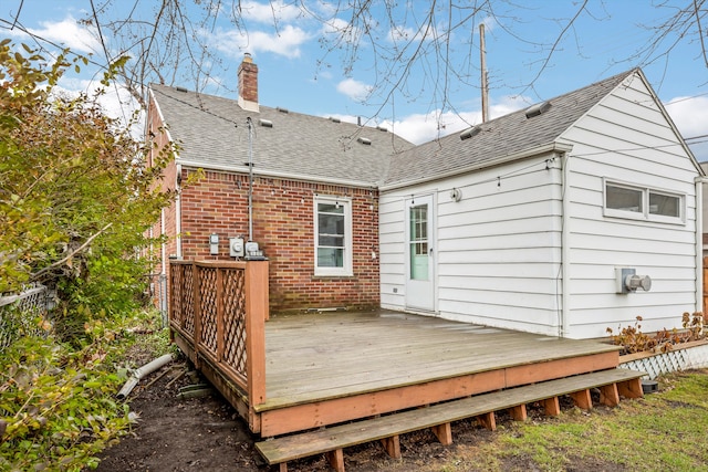 rear view of house with a wooden deck