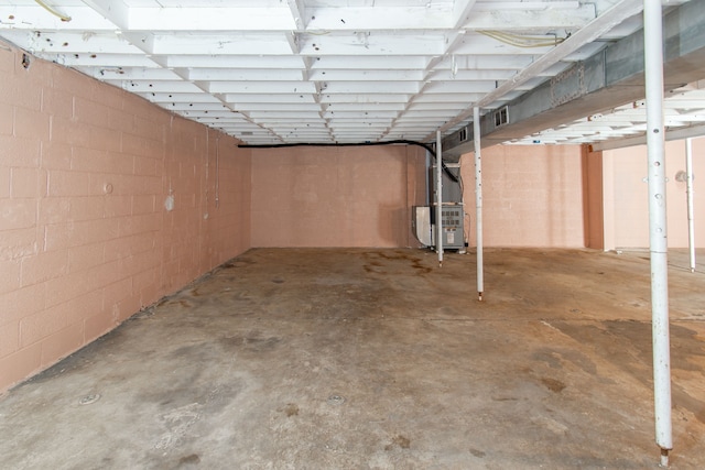 basement with heating unit