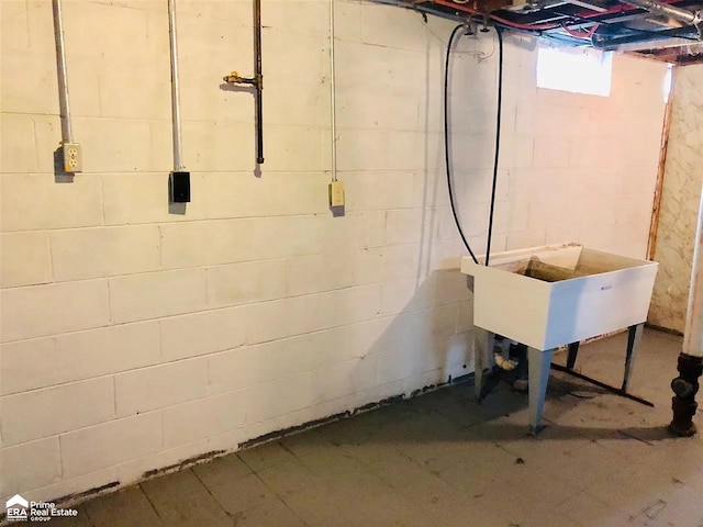 basement with sink