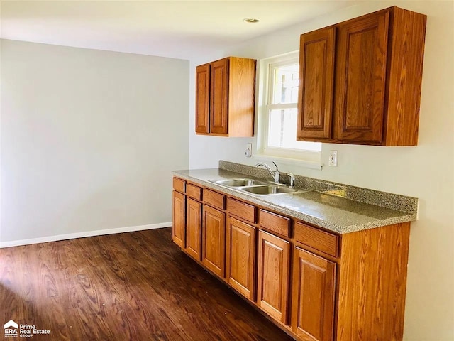 kitchen featuring dark hardwood / wood-style flooring and sink