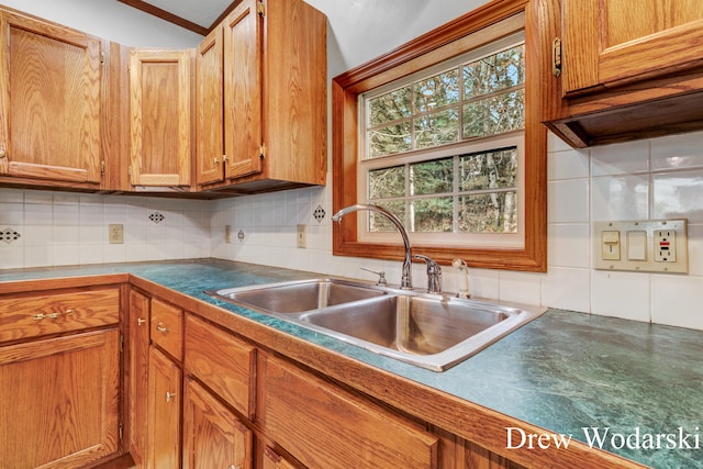 kitchen with backsplash and sink