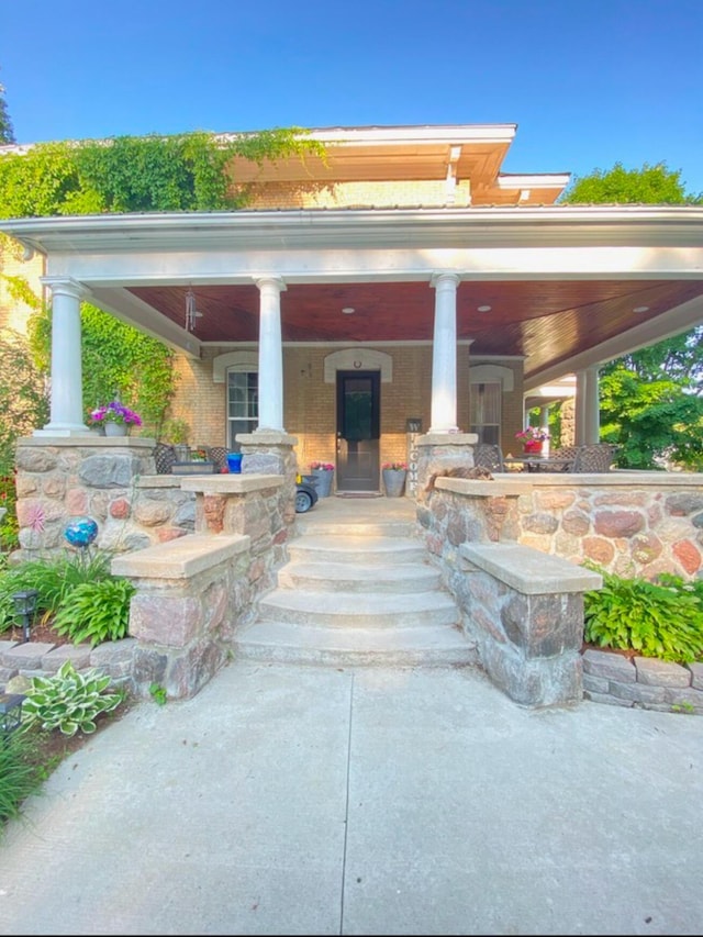 exterior space featuring covered porch