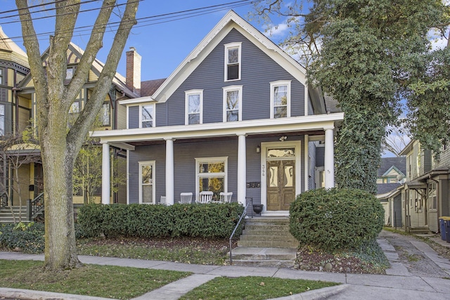 view of front facade featuring covered porch