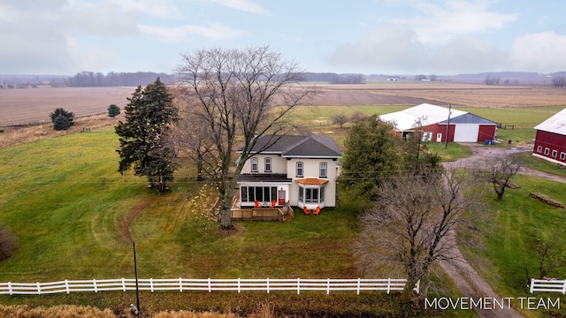 aerial view with a rural view