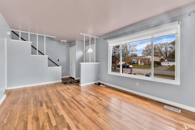 unfurnished living room featuring hardwood / wood-style flooring