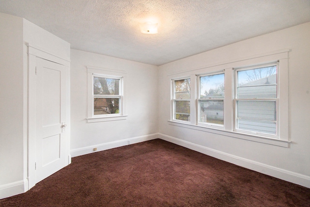 carpeted spare room featuring a textured ceiling and a wealth of natural light