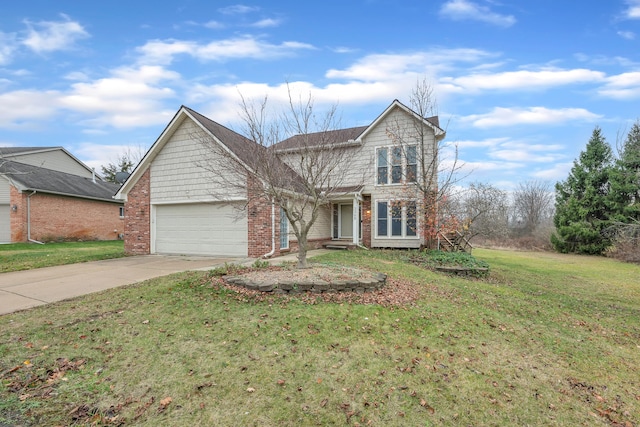 front of property featuring a garage and a front lawn