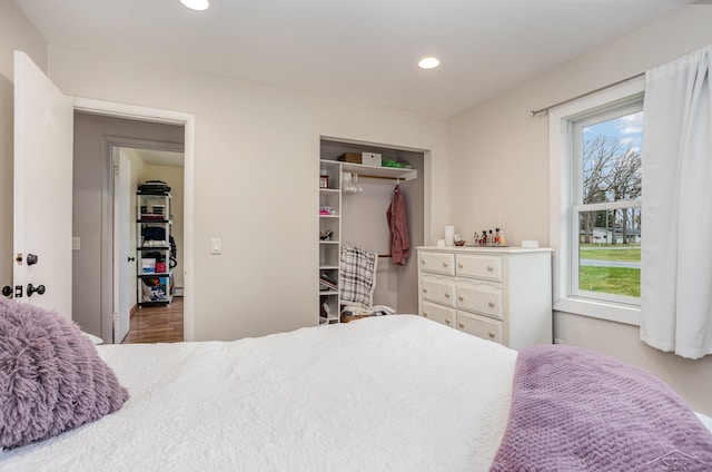 bedroom featuring a closet and hardwood / wood-style floors