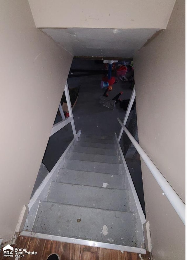 stairway featuring wood-type flooring