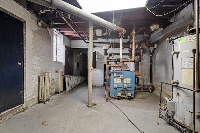 basement featuring gas water heater