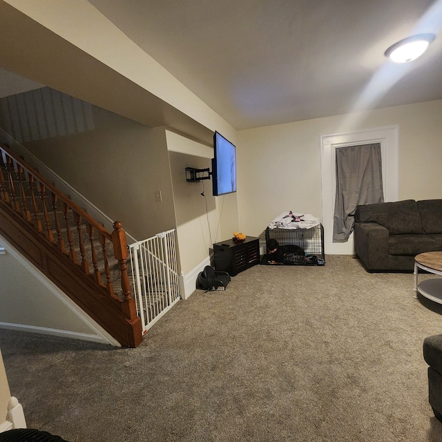 living room featuring carpet flooring