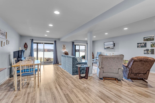 living room featuring light hardwood / wood-style floors